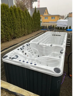 PassionSpa Energy-swimspa – hvid og sort, massagedyser, paneler