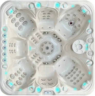 Vit PassionSpa Excite Mighty Wave Spabad med blå LED-ljus och jetmunstycken