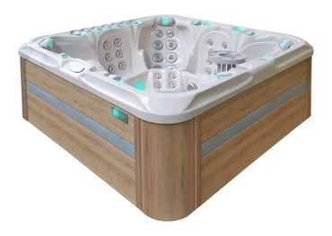 PassionSpa Excite Mighty Wave-spabad – moderne design, hvid akryl, blå LED-belysning