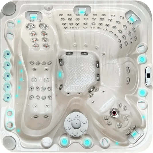 PassionSpa Felicity Mighty Wave-spabad – hvid overflade, hvid inderside, LED-belysning, massagedyser