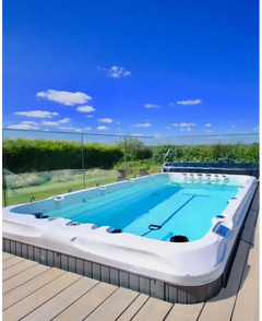 PassionSpa Fitness 1 Deep-swimspa – hvid overflade, blåt vand, grå base