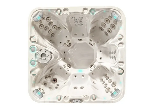 PassionSpa Joy-spabad – Signature Collection, hvid overflade, blå LED-belysning