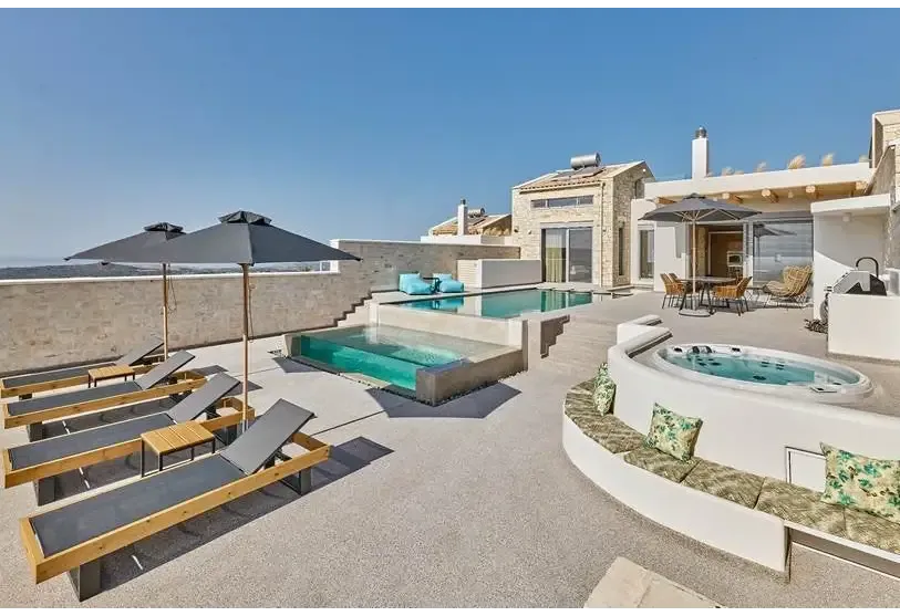 PassionSpa Recharge-spabad – moderne stenvilla, infinitypool, integreret boblebad