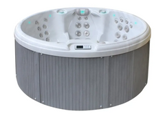 PassionSpa Recharge-spabad – Pure Collection, hvid og grå, massagedyser, kontrolpanel