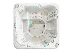 PassionSpa Reflect-spabad – hvid overflade, marmormønster, LED-belysning, massagedyser