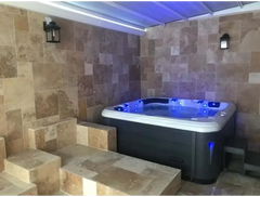 PassionSpa Relax-spabad – Pure Collection, hvid og sort, blå LED-belysning
