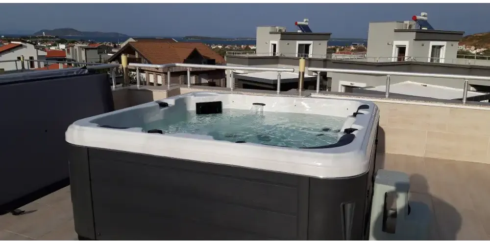 PassionSpa Relax-spabad – Pure Collection, hvid og mørkegrå, sorte paneler