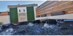 PassionSpa Relax-spabad – Pure Collection, sort overflade, blå LED-belysning, boblende vand