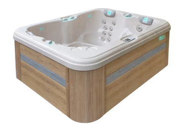 PassionSpa Renew-spabad – Pure Collection, cremefarvet overflade, træpanel