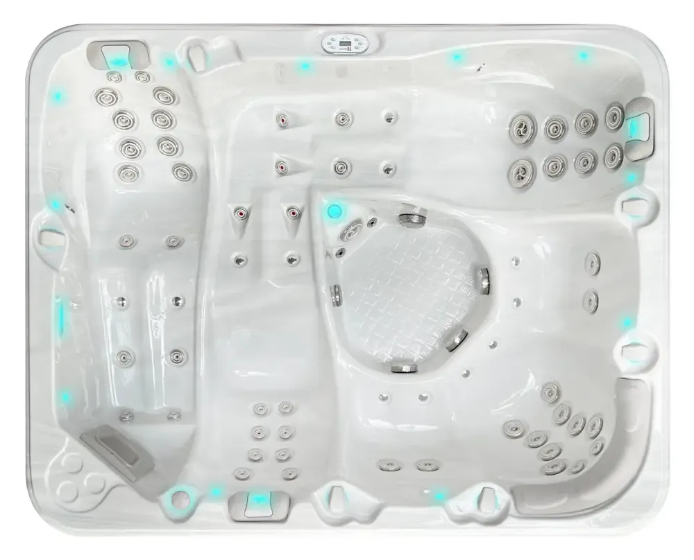 PassionSpa Repose-spabad – Pure Collection, hvid overflade, blå LED-belysning, massagedyser