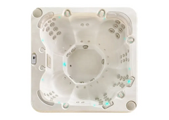 PassionSpa Resettle-spabad – Pure Collection, cremefarvet overflade, blå LED-belysning, massagedyser