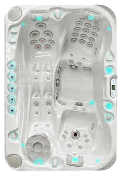 PassionSpa Sensation-spabad – hvid overflade, LED-belysning, massagedyser