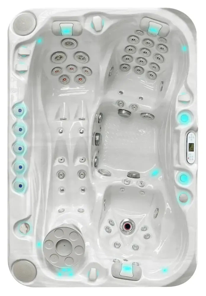 PassionSpa Sensation-spabad – hvid overflade, LED-belysning, massagedyser