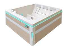 PassionSpa Serene 5-spabad – beige og hvid, moderne design, LED-belysning, paneler