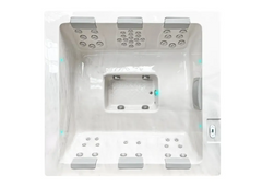 PassionSpa Serene 6 Fire Pit-spabad – hvid overflade, rektangulær form, sølvfarvede massagedyser, kontrolpanel