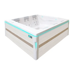 PassionSpa Serene 6-spabad – beige og hvid, turkis LED-belysning