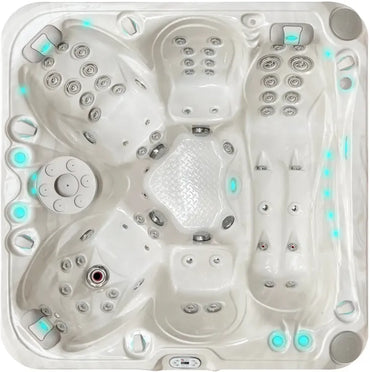 PassionSpa Solace Spabad med blå LED-belysning och silvermunstycken