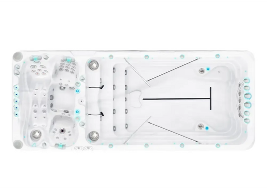 PassionSpa Spirit Deep-swimspa – hvid overflade, hvid inderside, lyseblå belysning, massagedyser