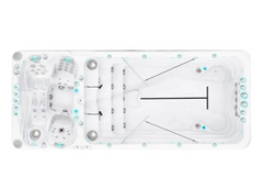 PassionSpa Spirit-swimspa – hvid overflade, hvid inderside, lyseblå belysning, massagedyser