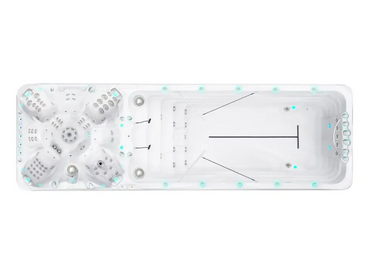 Vit PassionSpa Vitality Deep Swim Spa med jetplatser och blå belysning