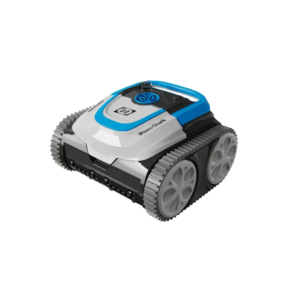 Hayward Ipower Shark blå och vit robotisk poolrengörare med grå band