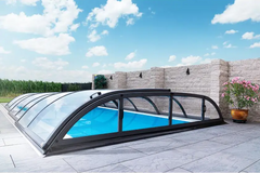 Dallas-pooltag – 3 x 6, klar kanalplast, sort ramme