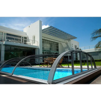 Pooltak Dallas 3x6 i klar kanalplast med silverram och transparenta paneler