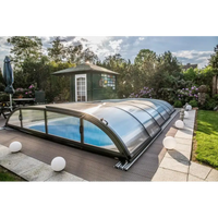 Pooltak Dallas 3x6 i klar kanalplast med böjd glas och svart ram