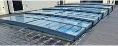 Moderne Icon 4 x 8 Uden-pooltag – tag med klare paneler, metalrammer