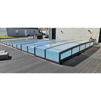 Modern Pooltak ICON 4×8 uden ramme klarplast antracit med glas tak