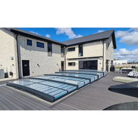 Modern Pooltak ICON 4x8 uden ramme klarplast antracit med glas och svart metall