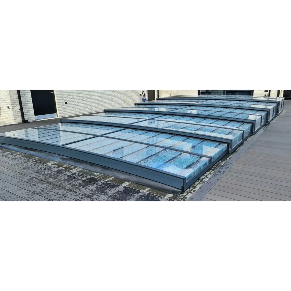 Pooltaket Icon i klarplast antracit med modernt glastakdesign