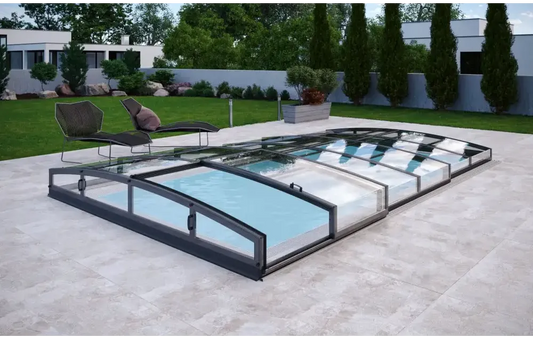 Infinity-pooltag – stærke profiler, moderne design med transparent tag