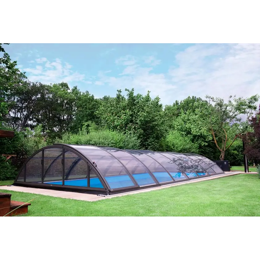 Pooltak Klasik med extra starka profiler, svart valv och transparenta paneler