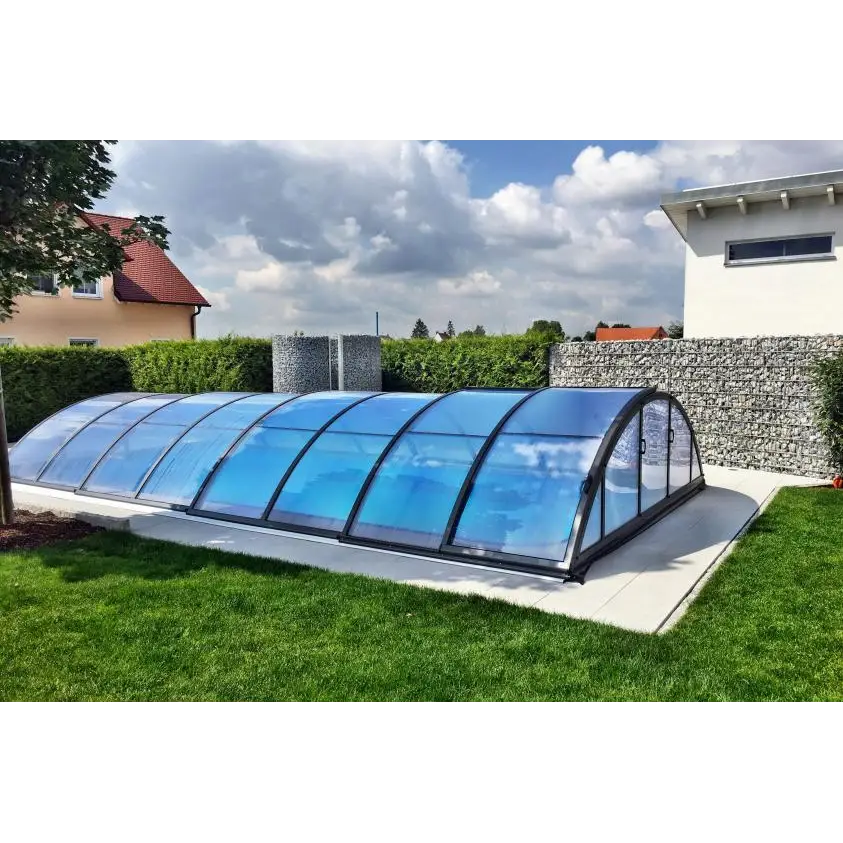 Pooltak Klasik 5×12 med blå klar kanalplast och extra starka profiler