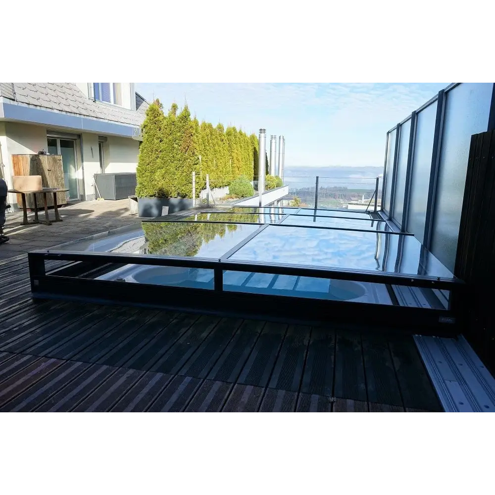 Mästare Plus 4x8 modern glastak med års garanti och svart ram