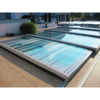 Modernt glastak Pooltak Mästare Plus med mörk ram och randigt mönster