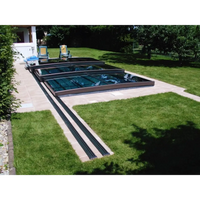 Modern pooltak Mästare Plus med glasdesign och mörk metallram