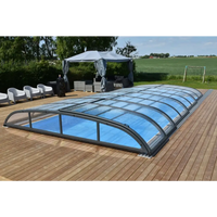 Modern pooltak Nivo Kit 650B med transparenta paneler för pooler