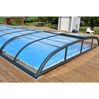 Modern Pooltak Nivo Kit 650B med svarta ramar och transparenta paneler