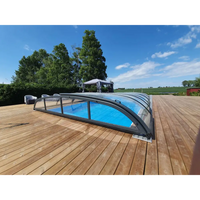 Modern pooltak Nivo Kit 650B med transparenta paneler och installation finns