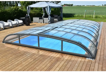 Pooltak Nivo Kit 750B med bågad glasöverdrag och svart ram