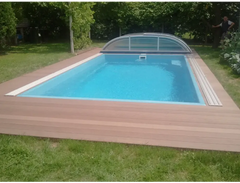NIVO KIT 860WC-pooltag – 4 x 8, rektangulær form, klart blåt vand, træterrasse