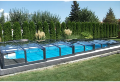 Moderne Special-pooltag – antracitprofiler i RAL7016, tag med klare paneler