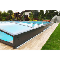 Modernt antracit pooltak Pooltak Sydney 3.5×3.5 med enkelskena och glas