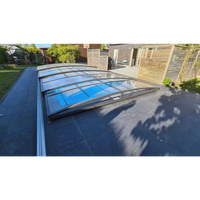 Modern Pooltak Sydney 3.5×4.2 med kurvig glas och antracit ram på ena sidan