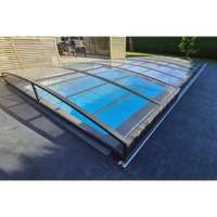 Modernt svart pooltak Pooltak Sydney 3.5×4.2 med glas och kurvad design