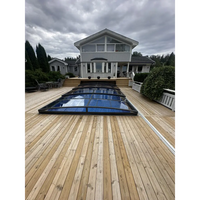 Pooltak Sydney 3.5×4.2 enkelskena antracit med genomskinlig poolglas ena sidan