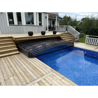 Pooltak Sydney i blåtonat glas med slank metallram för bygga pool