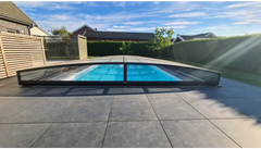 Ultralavt Sydney 4 x 7-pooltag – blåtonede paneler, sort ramme